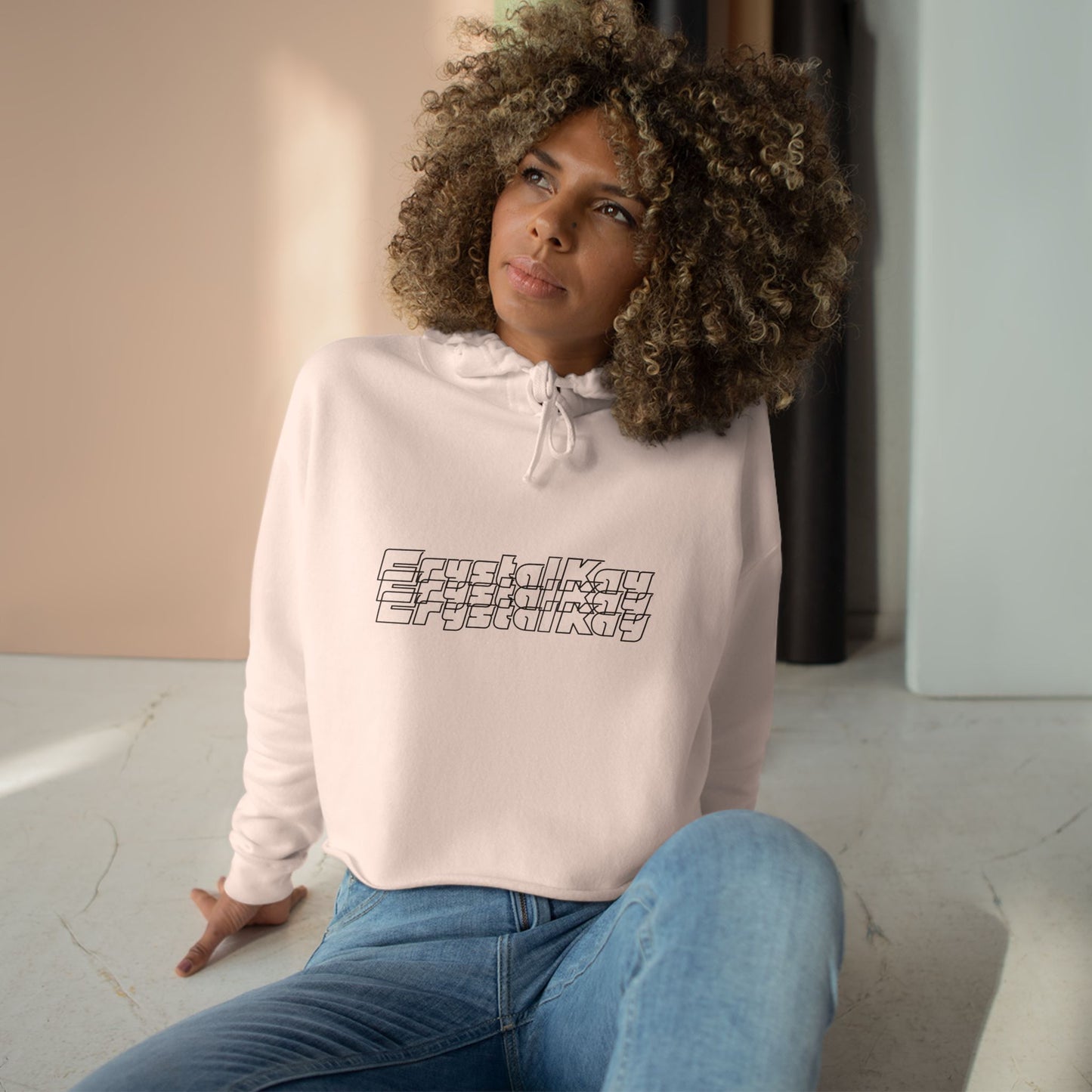 CK Logo Crop Hoodie